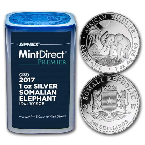 2017 Somalia 1 oz Silver Elephant (MintDirect® Premier Tube) 2017 Somalia 1 oz Silver Elephant (MintDirect® Premier Tube)